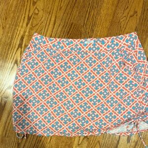 Geometric Patterned Skort- Blue and Orange/coral